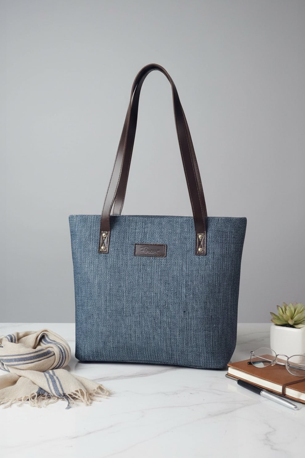 4_4dd12cf7-7813-44c8-8dcc-f2d210d1c758 Fineur Tote Luxe Grace - Denim Blue - Image 1