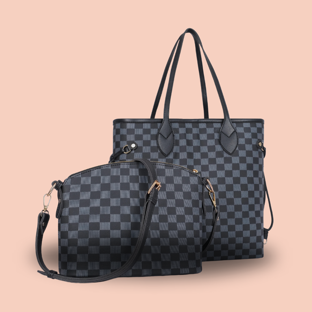 PastelBlueMinimalistAestheticMentalHealthInfographicInstagramPost_3 Fineur Duo Tote Checkered - Black - Image 1