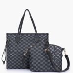 CHECKERED DUO TOTE - BLACK - M072
