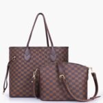CHECKERED DUO TOTE - BROWN - M072