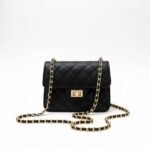 QUILTED BOX CROSSBODY - BLACK - M138